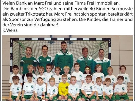 08.02.2018 Oftersheim Mitteilungsblatt: “Bambinis mit neuen Trikots”