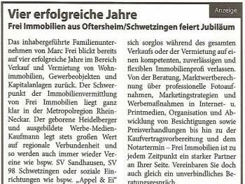 12.06.2016 Schwetzinger Woche: “Vier erfolgreiche Jahre”